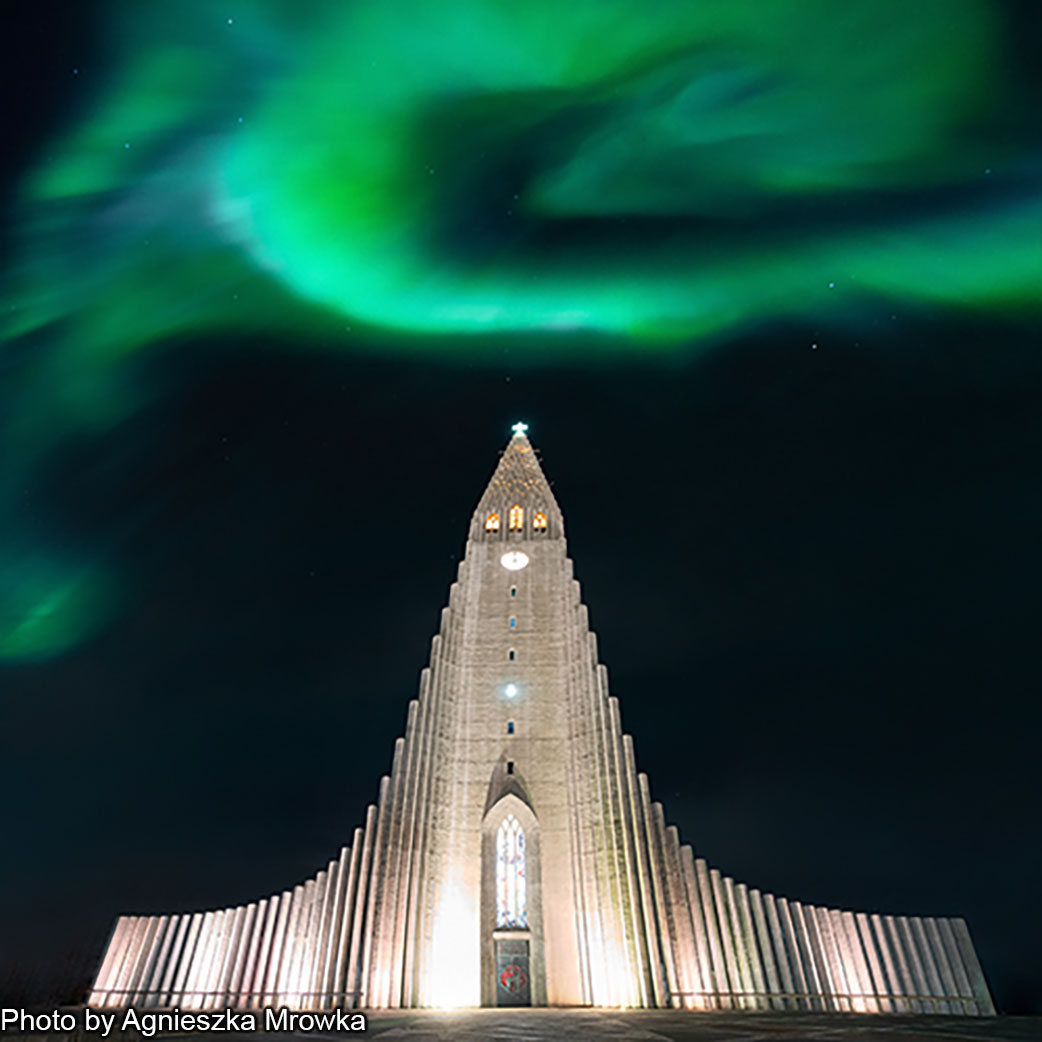 Aurora Over Hallgrimskirkja Square